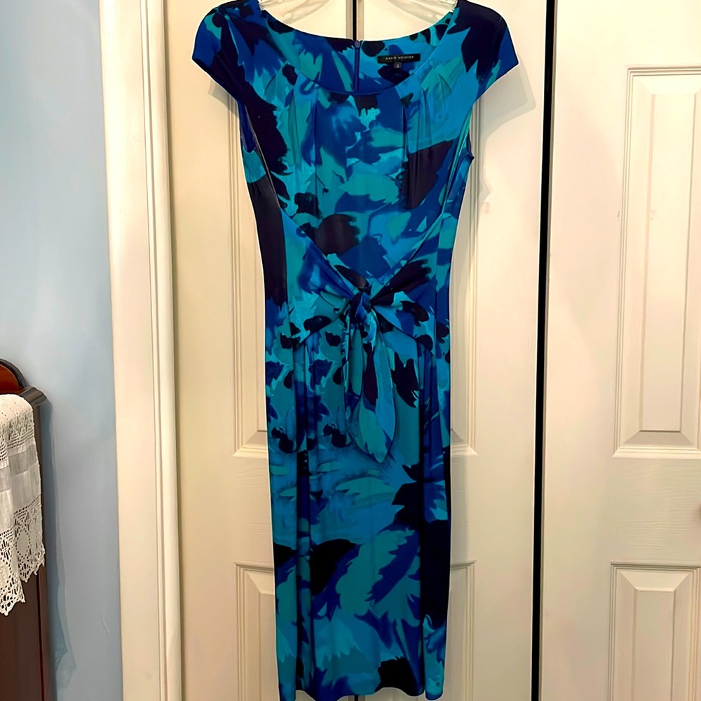 David Meister | Blue teal cocktail dress